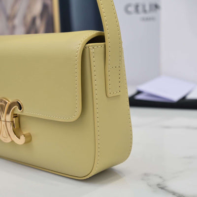 Cel*ne triomphe handbag bright yellow super smooth leather 20x12cm - image 8