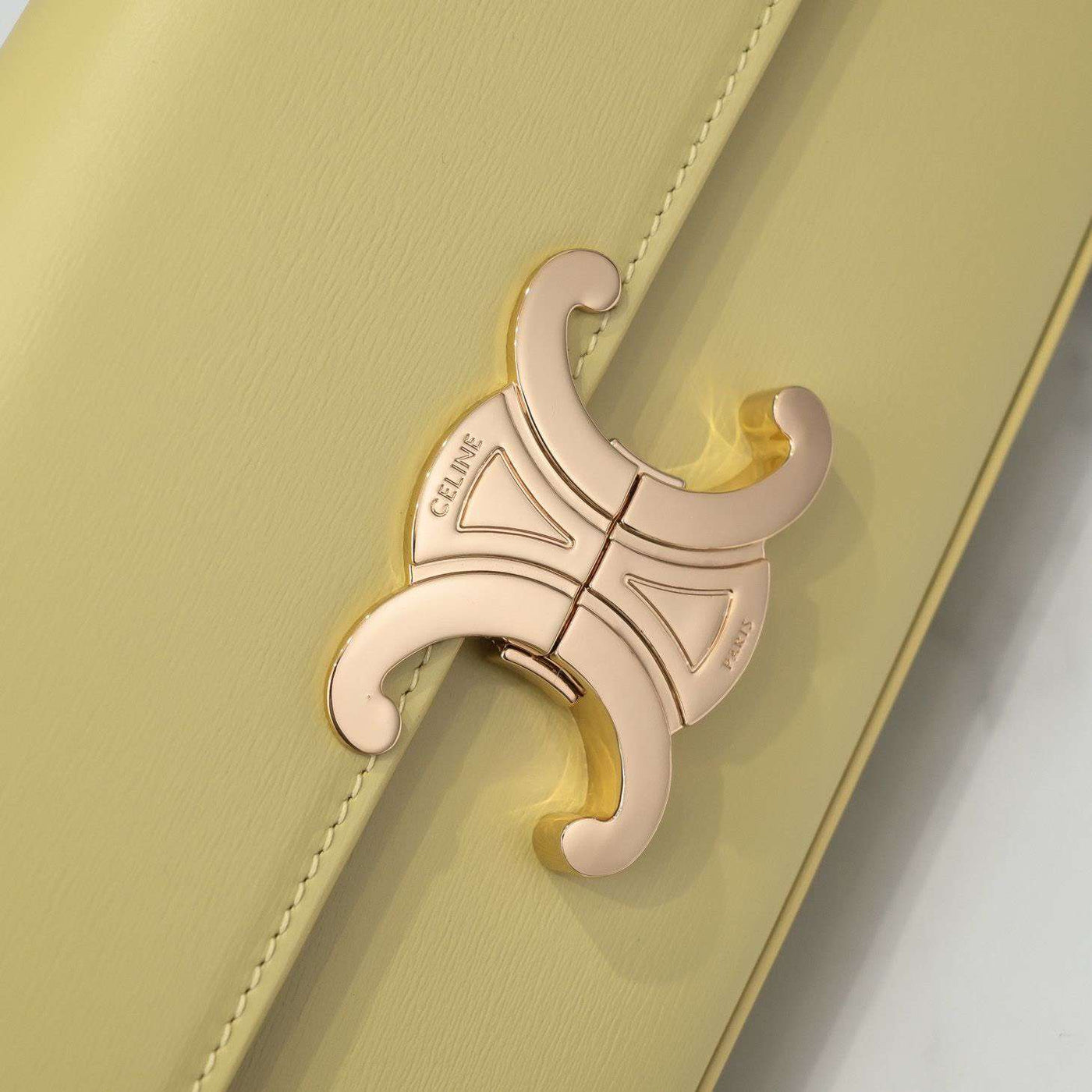 Cel*ne triomphe handbag bright yellow super smooth leather 20x12cm - image 9