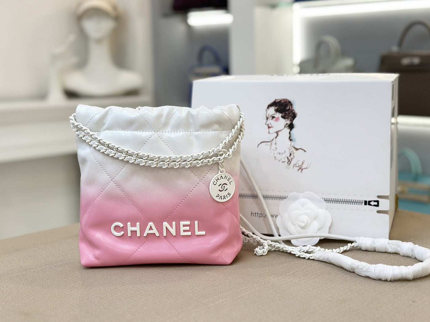 Chan*l 11 handbag 22 mini mix white pink woman’s 20cm - image 8