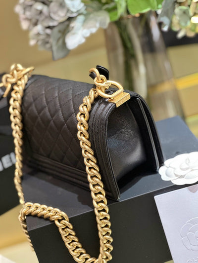 Chan*l 11 handbag boy black lock gold woman’s 20cm - image 2