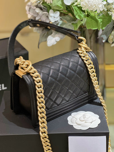Chan*l 11 handbag boy black lock gold woman’s 20cm - image 5