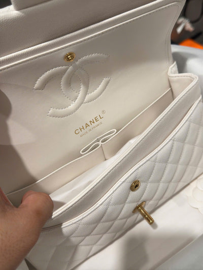 Chan*l classic woman’s white like auth handbags lock gold 25cm - image 3