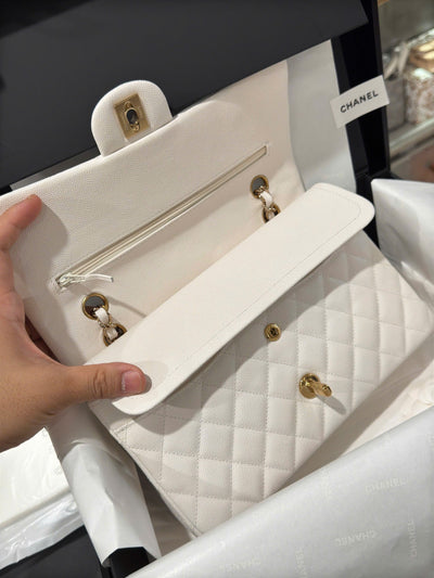 Chan*l classic woman’s white like auth handbags lock gold 25cm - image 4