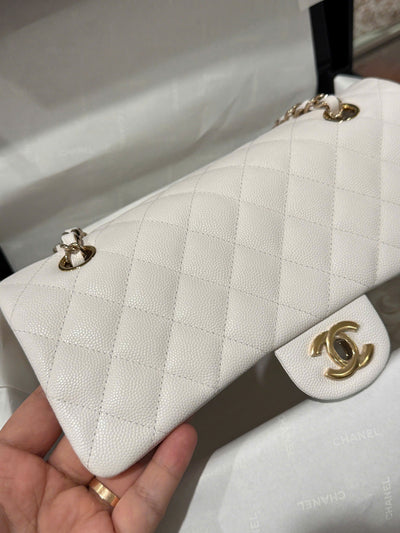 Chan*l classic woman’s white like auth handbags lock gold 25cm - image 5