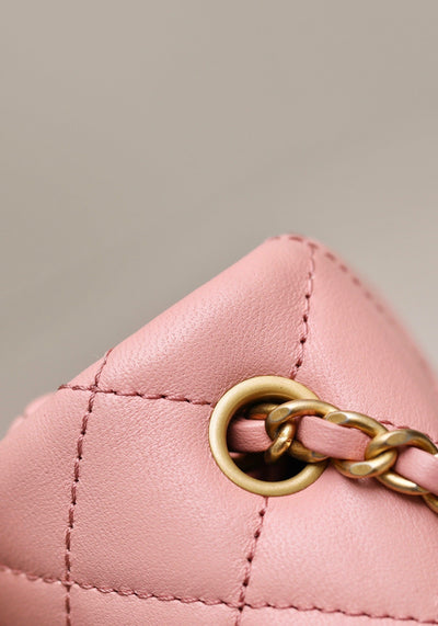 Chan*l classic woman’s 11 handbag pink with bag handle bell 18cm - image 7