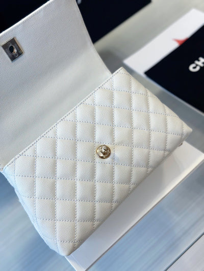 Chan*l coco replica 11 handbag lizard skin white with lock gold 23cm - image 3
