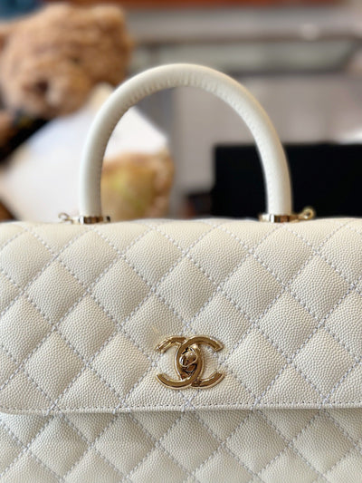Chan*l coco replica 11 handbag lizard skin white with lock gold 23cm - image 4