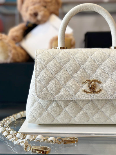 Chan*l coco replica 11 handbag lizard skin white with lock gold 23cm - image 6