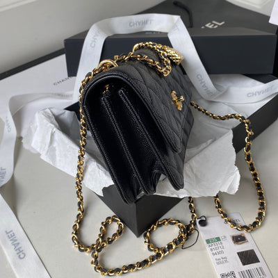 Chan*l woc charm replica 11 handbag lizard skin black with gold lock 20cm - image 6