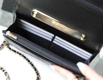Chan*l woc handbags lock silver mix handle leather 19x12cm - image 5