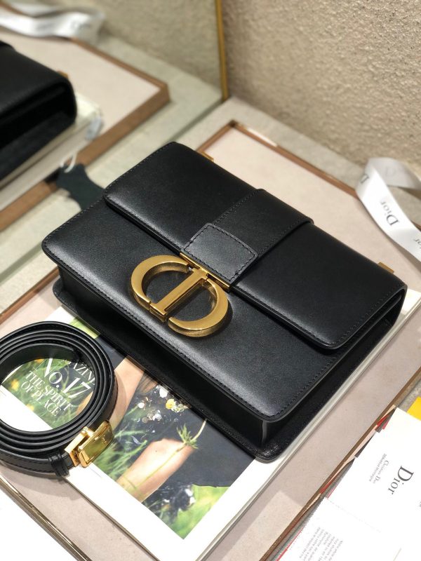 Di*r 30 montaigne super high-quality women’s handbag black with gold lock 24x17x8cm - image 9