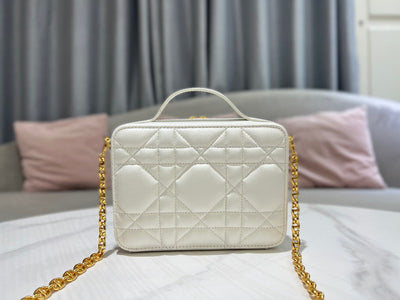 Di*r plaid replica 1:1 high quality handbag smooth white leather 18cm - image 6