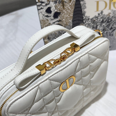 Di*r plaid replica 1:1 high quality handbag smooth white leather 18cm - image 7