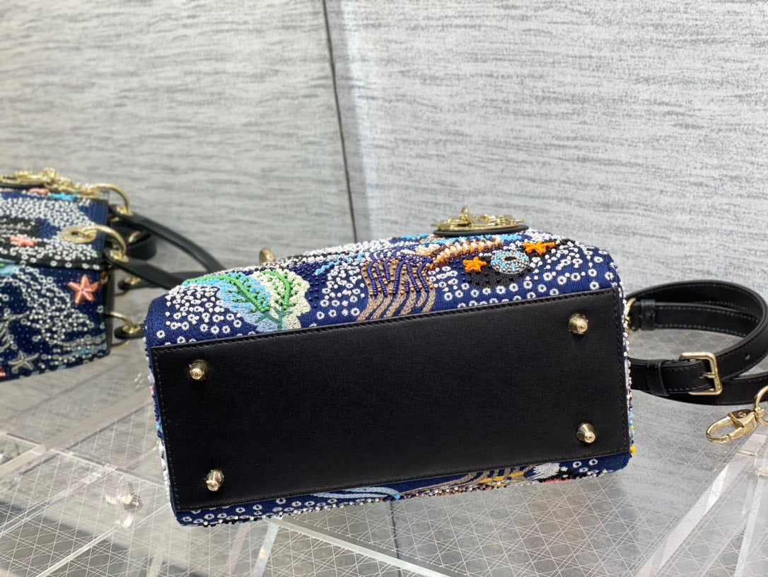 Di*r lady handbag with beaded pattern replica 11 high quality 24cm - image 2