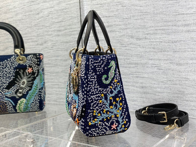 Di*r lady handbag with beaded pattern replica 11 high quality 24cm - image 4