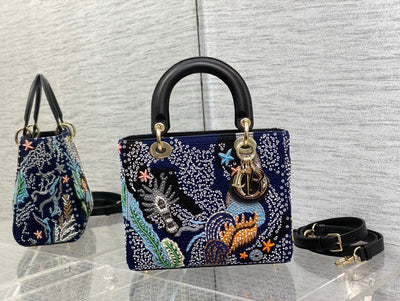 Di*r lady handbag with beaded pattern replica 11 high quality 24cm - image 5