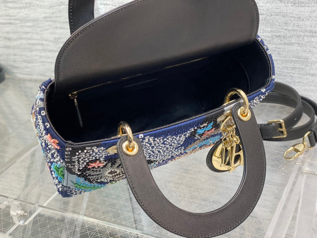 Di*r lady handbag with beaded pattern replica 11 high quality 24cm - image 7