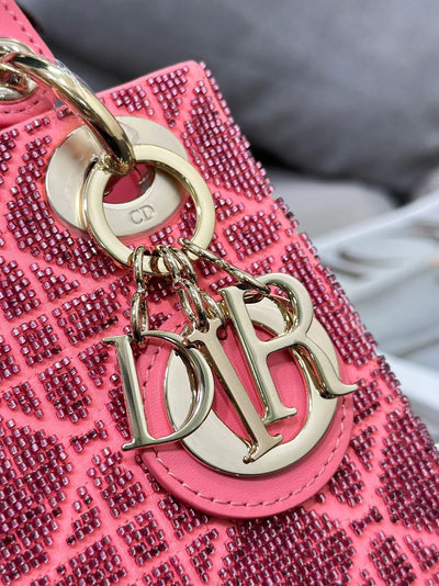 Di*r lady super pink handbag with beads 17x15x7cm - image 2