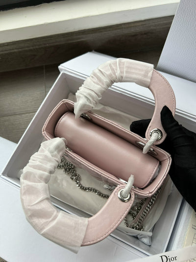 Di*r lady mini 3-pocket handbag rep 1:1 high-quality pink 17cm - image 2