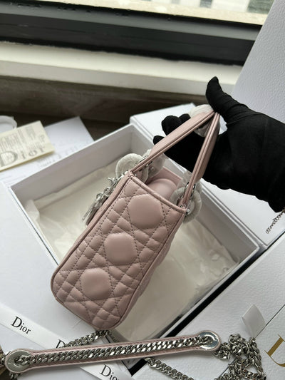 Di*r lady mini 3-pocket handbag rep 1:1 high-quality pink 17cm - image 7