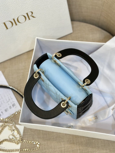 Di*r lady mini handbag for women ice blue super quality cowhide 18cm - image 2