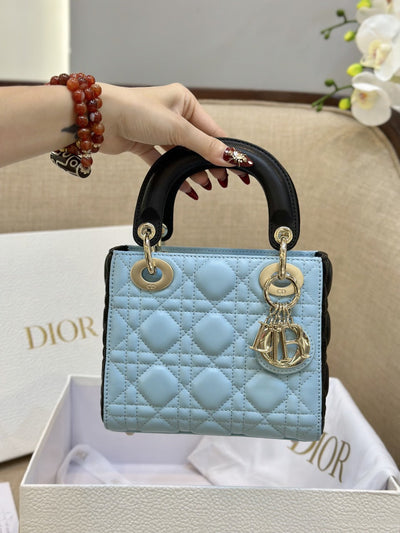 Di*r lady mini handbag for women ice blue super quality cowhide 18cm - image 4
