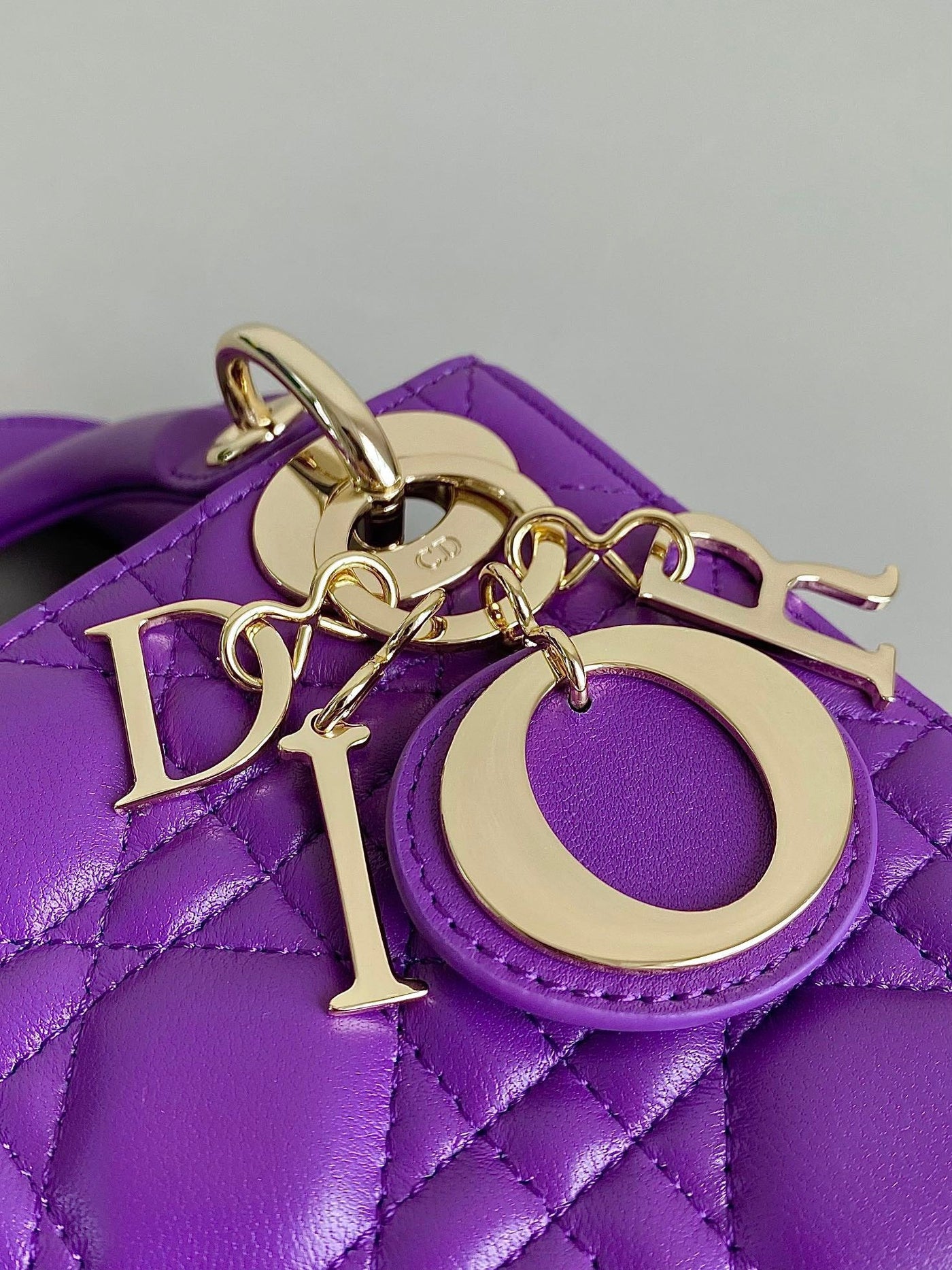 Di*r lady mini super quality women’s handbag purple cowhide 17cm - image 7