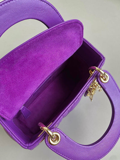 Di*r lady mini super quality women’s handbag purple cowhide 17cm - image 8