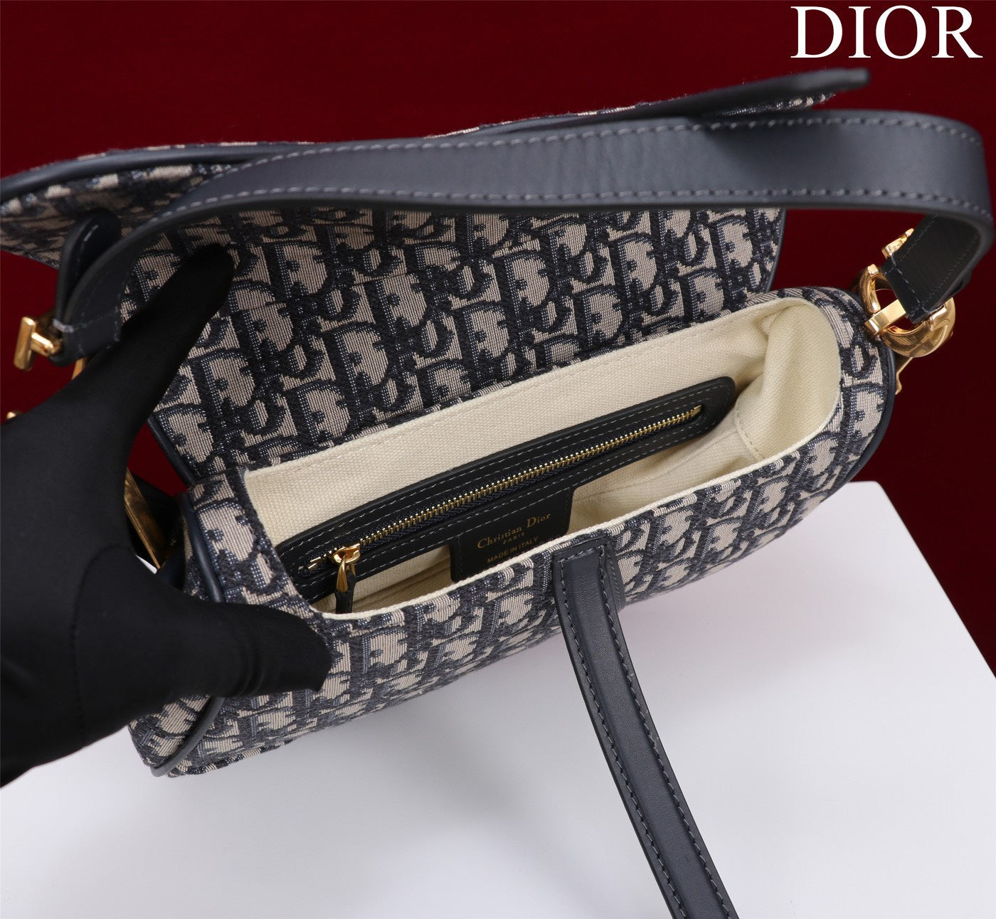 Di*r saddle saddle canvas handbag super quality hand embroidered 25.5x20x6cm - image 9