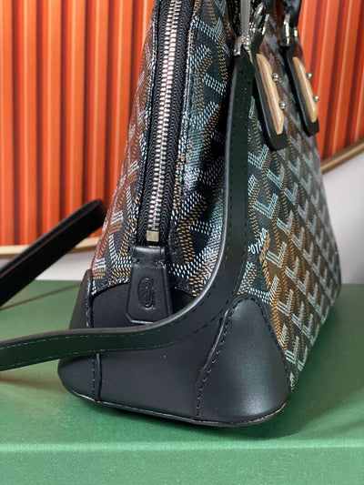 Goya*d alma vedome black replica handbag with fabric wrapped leather strap 24cm - image 3