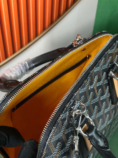 Goya*d alma vedome black replica handbag with fabric wrapped leather strap 24cm - image 8