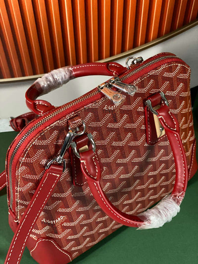 Goya*d alma vedome red super quality handbag with fabric wrapped leather strap 24cm - image 3