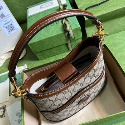 Guc*i handle women’s cowhide handbag with gc like auth logo pattern 25x21cm - image 4