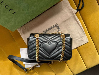 Guc*i marmont like auth luxury women’s black handbag 22cm - image 3