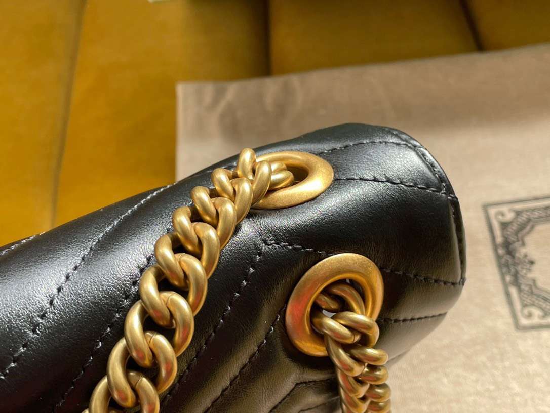 Guc*i marmont like auth luxury women’s black handbag 22cm - image 5