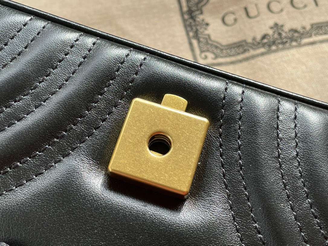 Guc*i marmont like auth luxury women’s black handbag 22cm - image 8