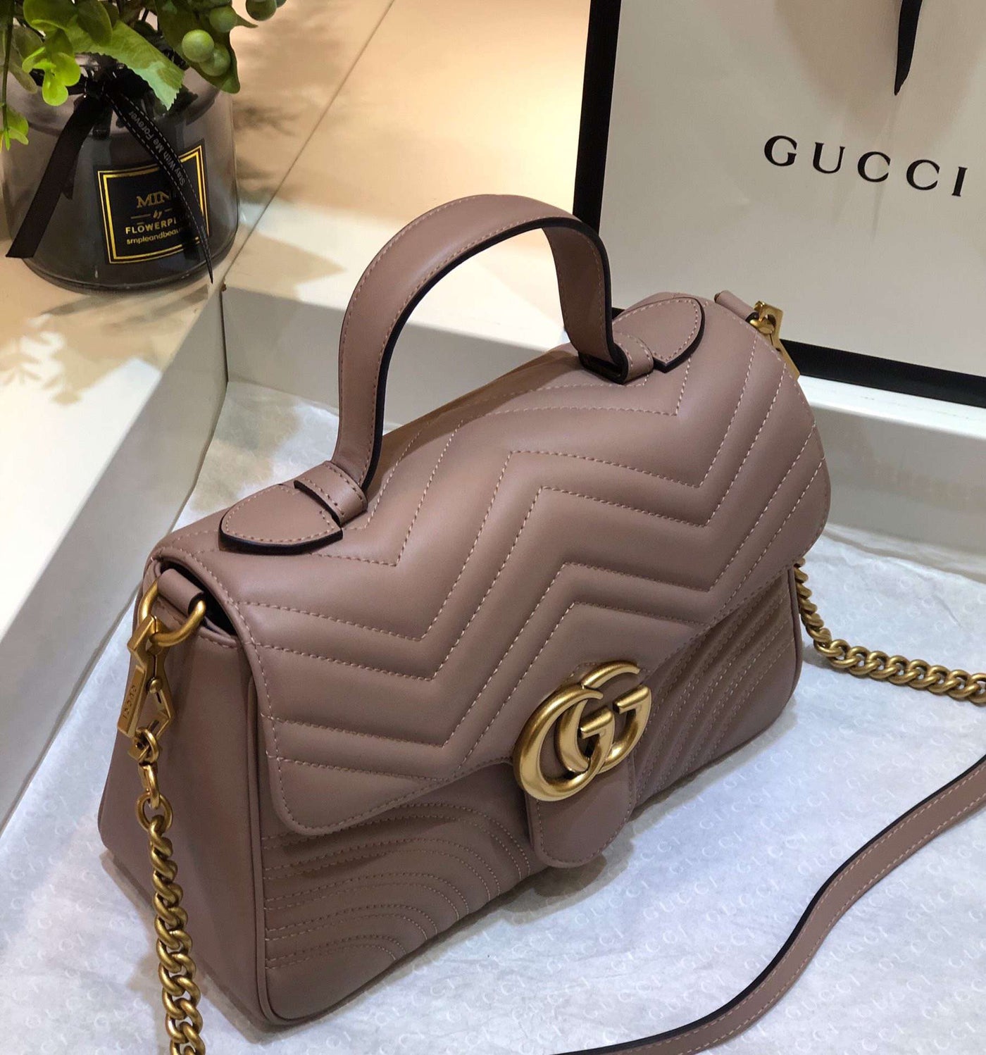 Guc*i marmont top handle like auth women’s handbag with gold buckle 27cm - image 6
