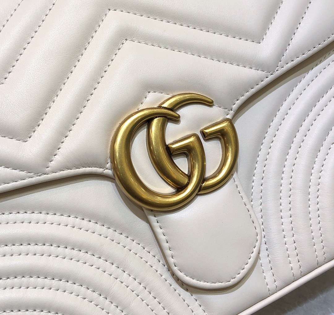 Guc*i marmont top handle rep 11 handbag high quality white 27cm - image 2