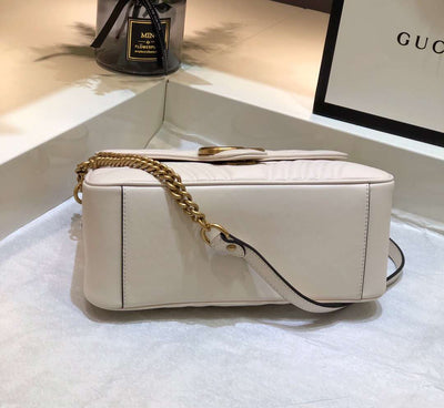 Guc*i marmont top handle rep 11 handbag high quality white 27cm - image 4
