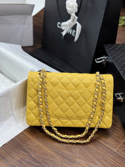 Chan*l classic sheepskin yellow woman’s handbags like auth 23cm - image 8