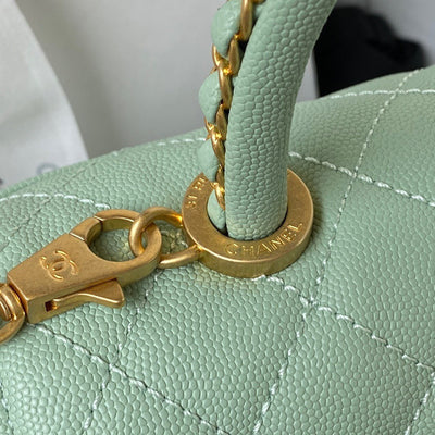 Chan*l coco pastel blue handbags with lock gold 24cm - image 2