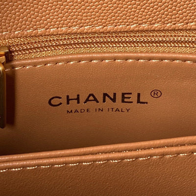 Chan*l coco brown leather with lock gold handbags 24cm - image 7