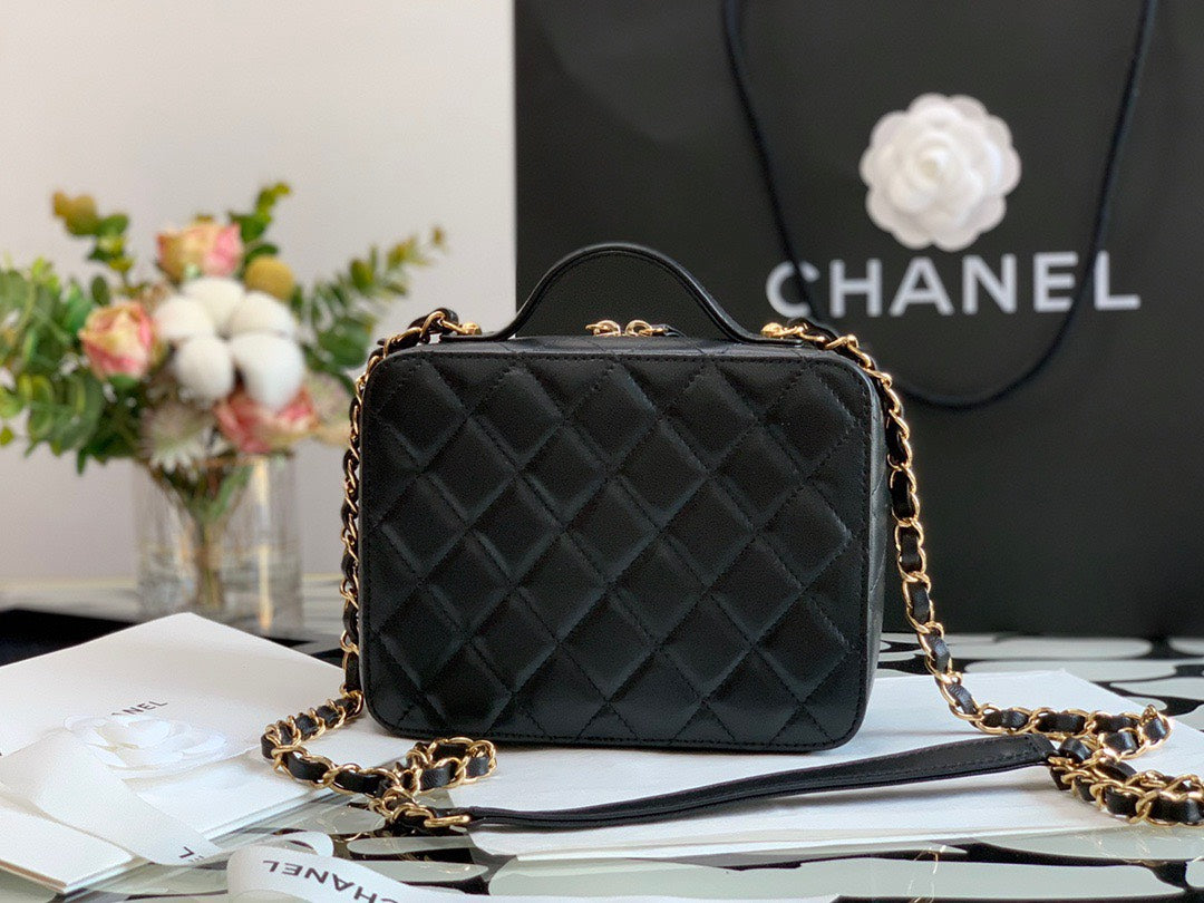 Chan*l vanity case black yellow replica 1:1 box form handbags 19cm - image 6