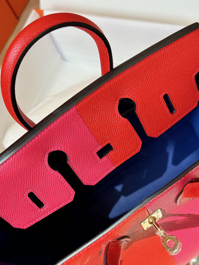 Herm*s birkin epsom mix pink red handbags lock gold 25cm - image 4