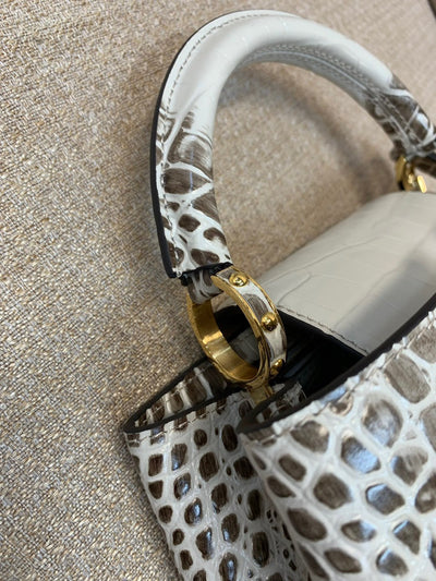 Lou*s Vuitt*n lv capucines bb grey crocodile leather like auth handbags 27cm - image 9