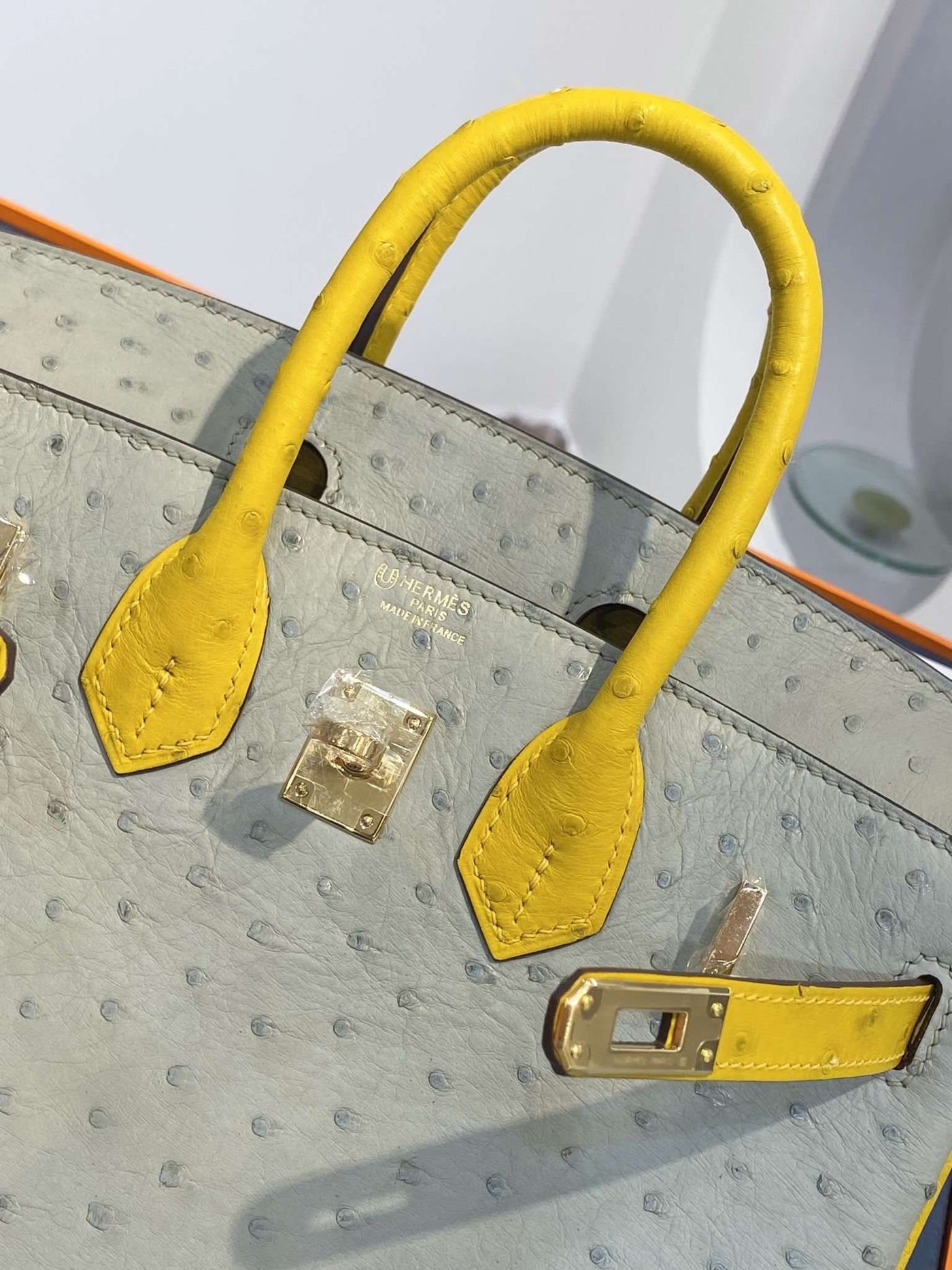 Herm*s birkin ostrich leather like auth 1:1 handbags lock pattern 25cm - image 3