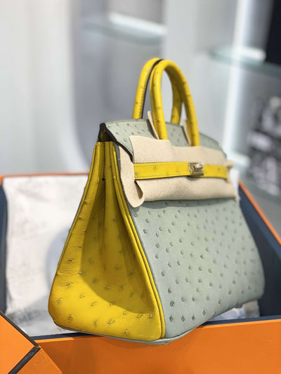 Herm*s birkin ostrich leather like auth 1:1 handbags lock pattern 25cm - image 5