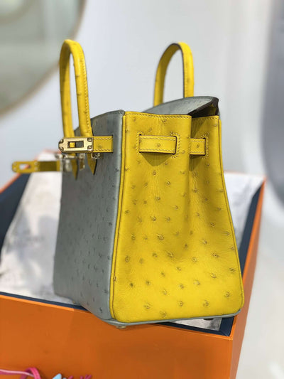 Herm*s birkin ostrich leather like auth 1:1 handbags lock pattern 25cm - image 7