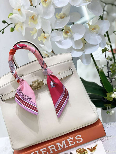 Herm*s birkin white smooth leather handbags hand sewing 25cm - image 5
