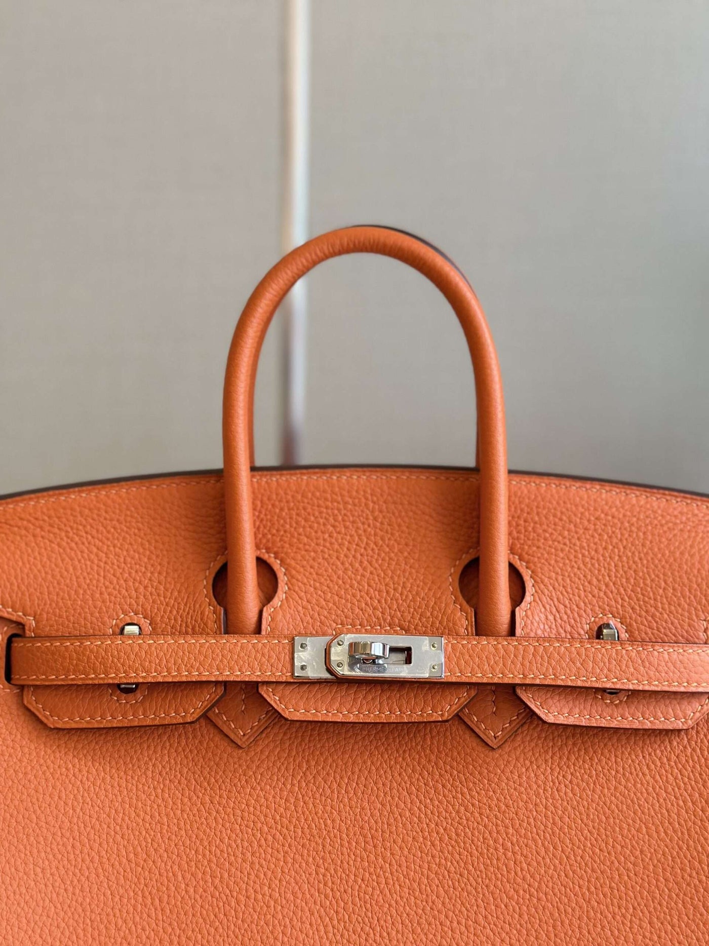 Herm*s birkin phw da togo with lock silver handbags orange 25cm - image 2